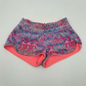 Ivivva by Lululemon Girls Blue Patterned Running Shorts Size 14